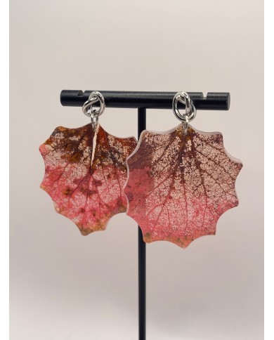 PENDIENTES ARTESANOS DE HOJA NATURAL ESQUELETIZADO