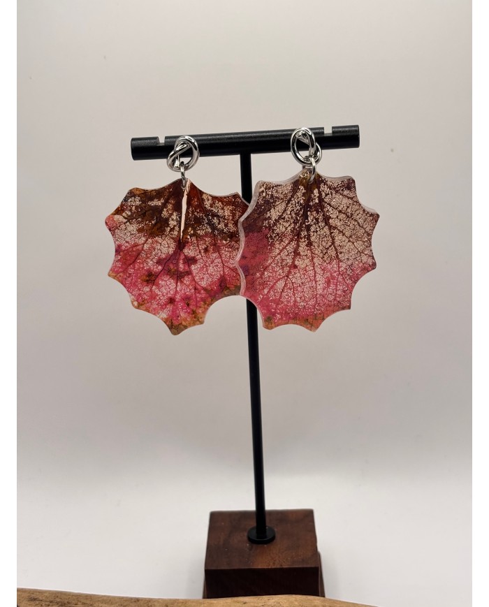 PENDIENTES ARTESANOS DE HOJA NATURAL ESQUELETIZADO