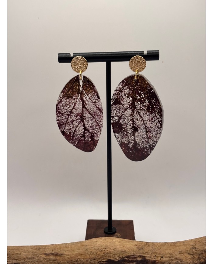 "EDICIÓN TRANSPARENCIA" PENDIENTES ARTESANOS DE HOJA NATURAL ESQUELETIZADA