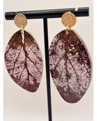 "EDICIÓN TRANSPARENCIA" PENDIENTES ARTESANOS DE HOJA NATURAL ESQUELETIZADA