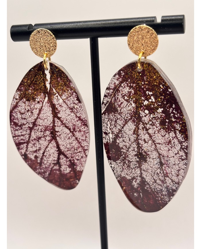 "EDICIÓN TRANSPARENCIA" PENDIENTES ARTESANOS DE HOJA NATURAL ESQUELETIZADA