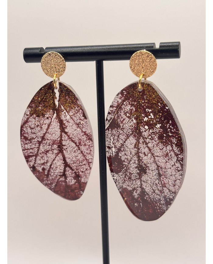 "EDICIÓN TRANSPARENCIA" PENDIENTES ARTESANOS DE HOJA NATURAL ESQUELETIZADA