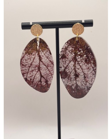 "EDICIÓN TRANSPARENCIA" PENDIENTES ARTESANOS DE HOJA NATURAL ESQUELETIZADA