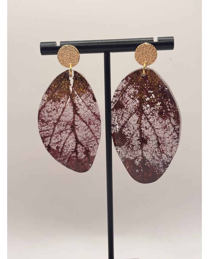 "EDICIÓN TRANSPARENCIA" PENDIENTES ARTESANOS DE HOJA NATURAL ESQUELETIZADA