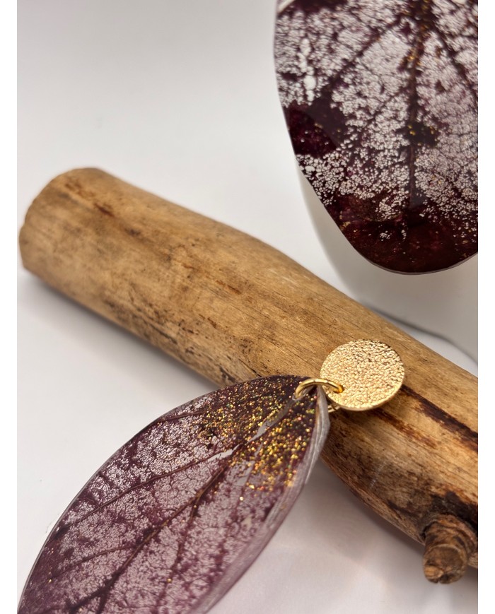 "EDICIÓN TRANSPARENCIA" PENDIENTES ARTESANOS DE HOJA NATURAL ESQUELETIZADA