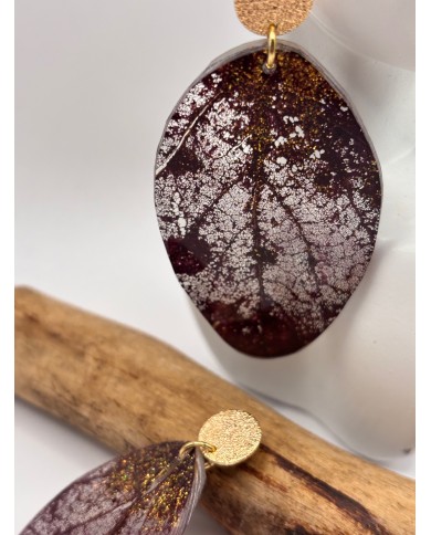 "EDICIÓN TRANSPARENCIA" PENDIENTES ARTESANOS DE HOJA NATURAL ESQUELETIZADA