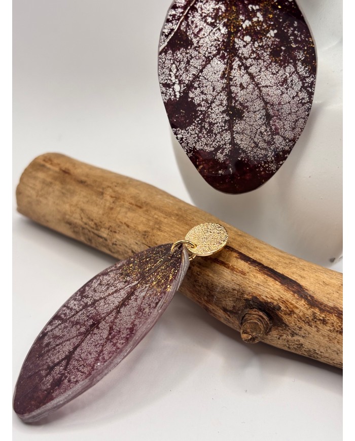 "EDICIÓN TRANSPARENCIA" PENDIENTES ARTESANOS DE HOJA NATURAL ESQUELETIZADA