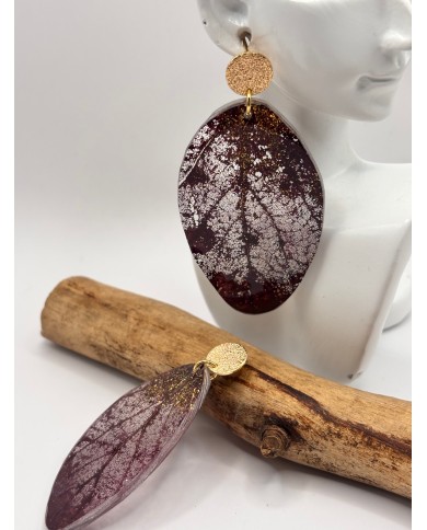 "EDICIÓN TRANSPARENCIA" PENDIENTES ARTESANOS DE HOJA NATURAL ESQUELETIZADA