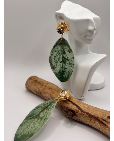 PENDIENTES ARTESANOS DE HOJA NATURAL ESQUELETIZADA