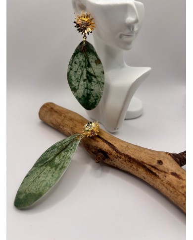 PENDIENTES ARTESANOS DE HOJA NATURAL ESQUELETIZADA
