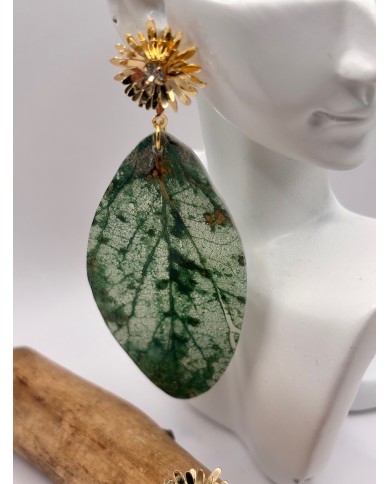 PENDIENTES ARTESANOS DE HOJA NATURAL ESQUELETIZADA