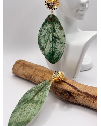 PENDIENTES ARTESANOS DE HOJA NATURAL ESQUELETIZADA