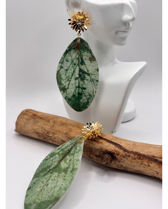 PENDIENTES ARTESANOS DE HOJA NATURAL ESQUELETIZADA