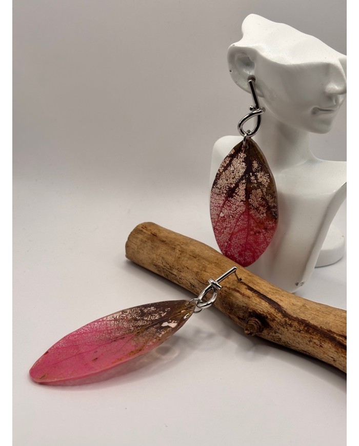 "EDICIÓN TRANSPARENCIA" PENDIENTES ARTESANOS DE HOJA NATURAL ESQUELETIZADA