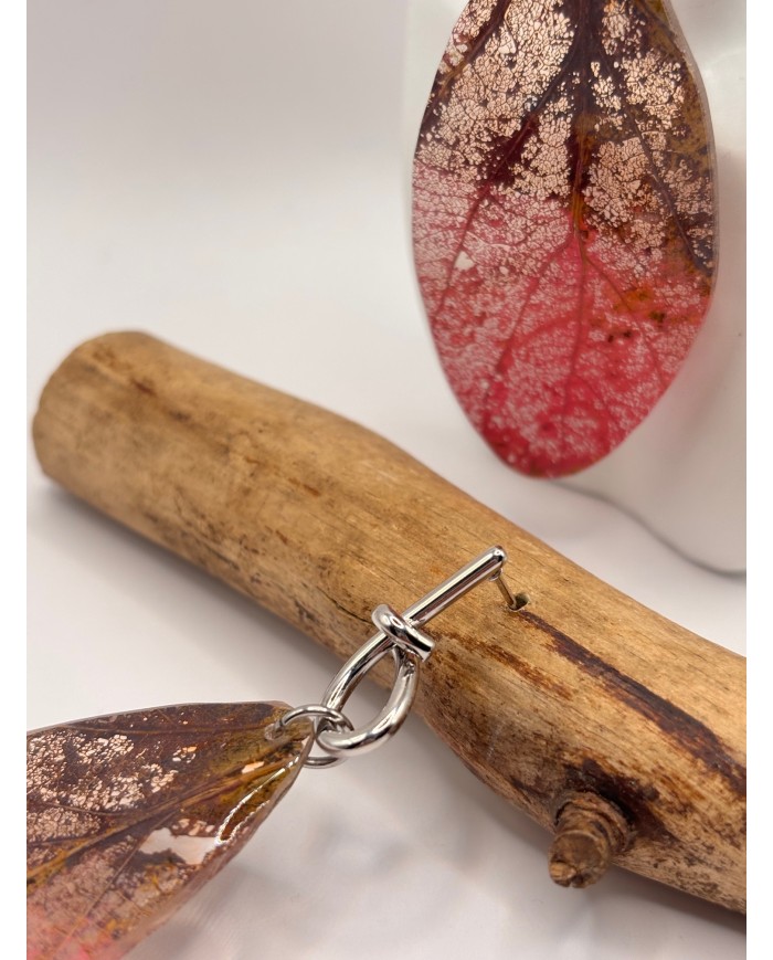 "EDICIÓN TRANSPARENCIA" PENDIENTES ARTESANOS DE HOJA NATURAL ESQUELETIZADA