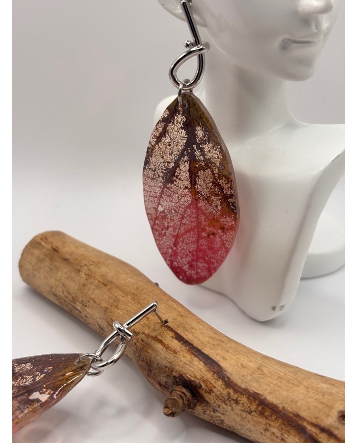 "EDICIÓN TRANSPARENCIA" PENDIENTES ARTESANOS DE HOJA NATURAL ESQUELETIZADA