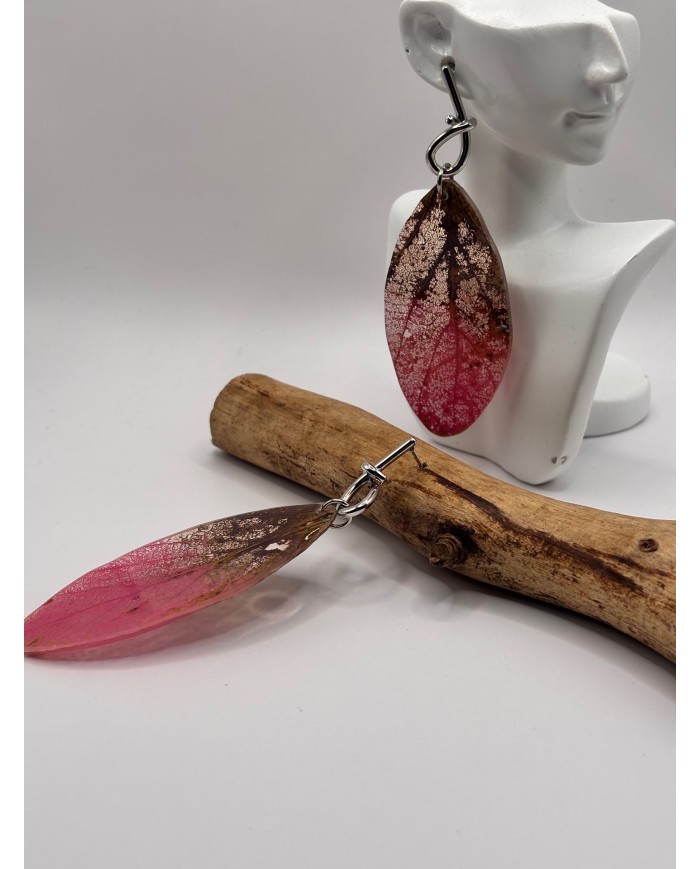 "EDICIÓN TRANSPARENCIA" PENDIENTES ARTESANOS DE HOJA NATURAL ESQUELETIZADA