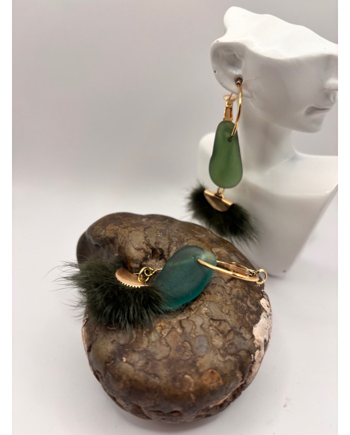 PENDIENTES DE CRISTAL MARINO O LÁGRIMAS DE SIREN