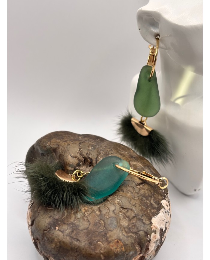 PENDIENTES DE CRISTAL MARINO O LÁGRIMAS DE SIREN