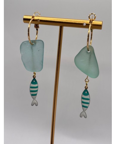 PENDIENTES DE CRISTAL MARINO O LÁGRIMAS DE SIRENA