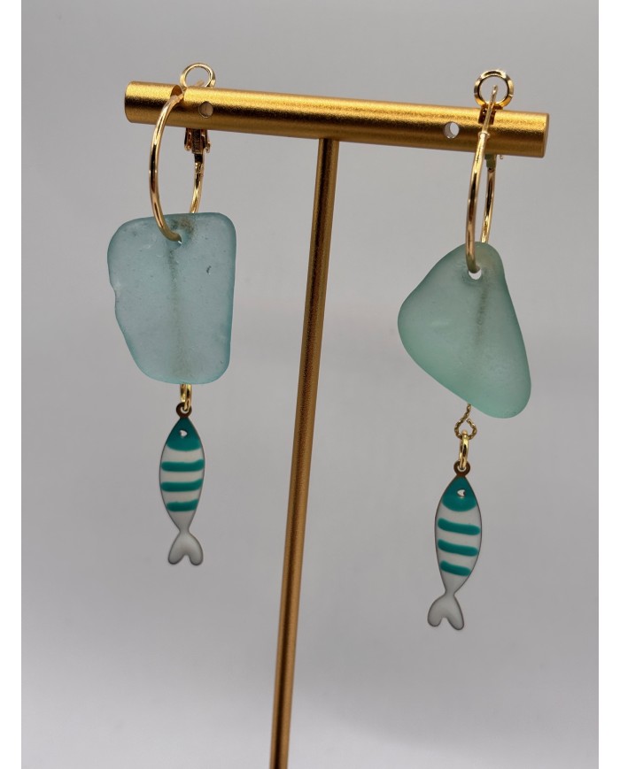 PENDIENTES DE CRISTAL MARINO O LÁGRIMAS DE SIRENA