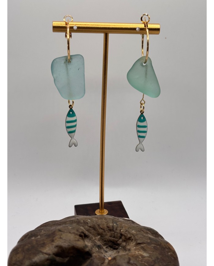 PENDIENTES DE CRISTAL MARINO O LÁGRIMAS DE SIRENA