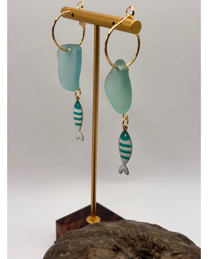 PENDIENTES DE CRISTAL MARINO O LÁGRIMAS DE SIRENA