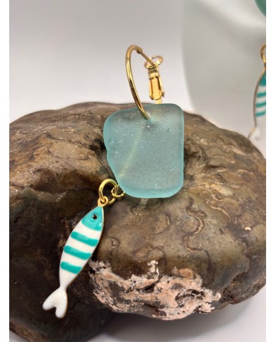 PENDIENTES DE CRISTAL MARINO O LÁGRIMAS DE SIRENA