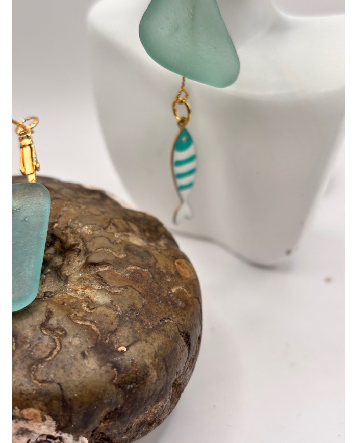 PENDIENTES DE CRISTAL MARINO O LÁGRIMAS DE SIRENA