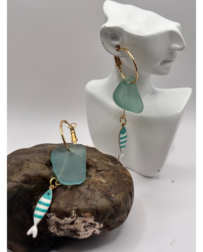 PENDIENTES DE CRISTAL MARINO O LÁGRIMAS DE SIRENA