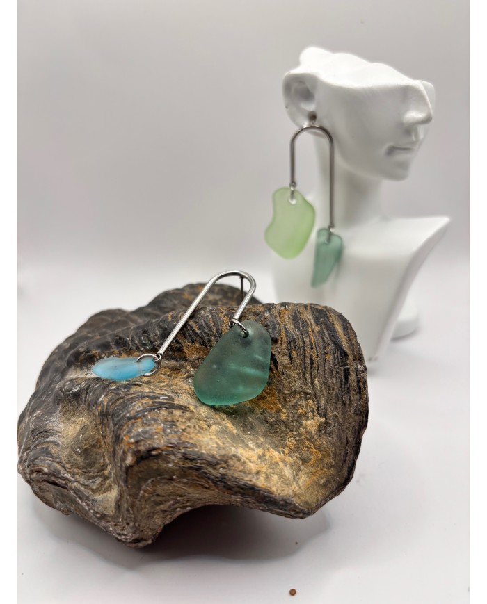 PENDIENTES DE CRISTAL  MARINO