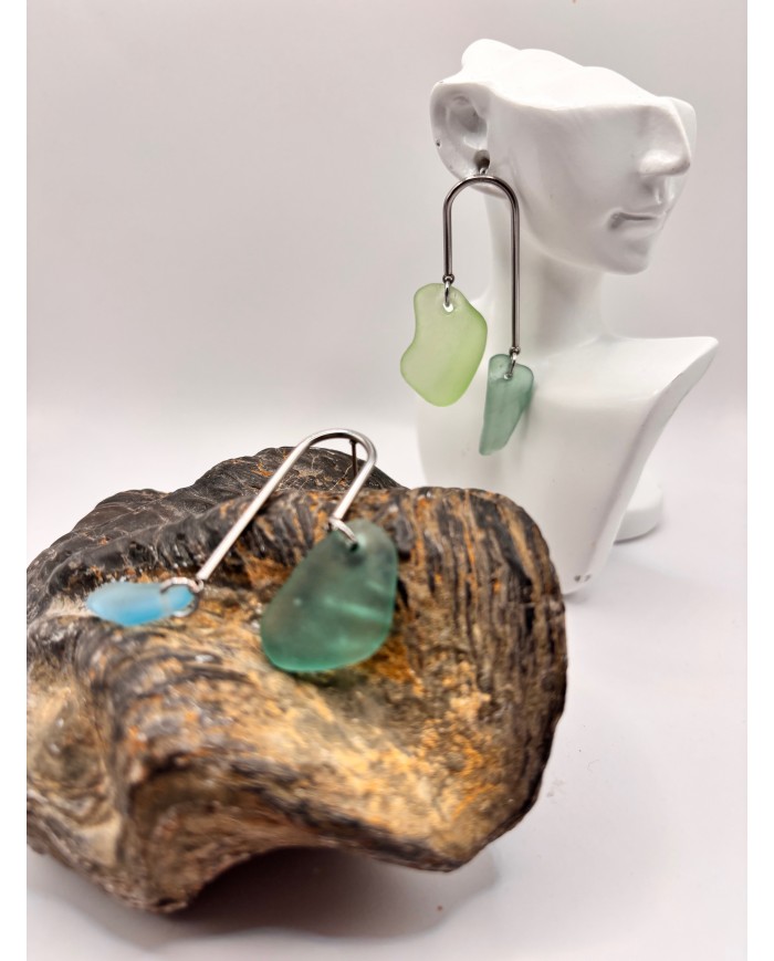 PENDIENTES DE CRISTAL  MARINO