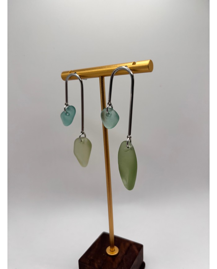 PENDIENTES ARTESANOS DE CRISTAL MARINO