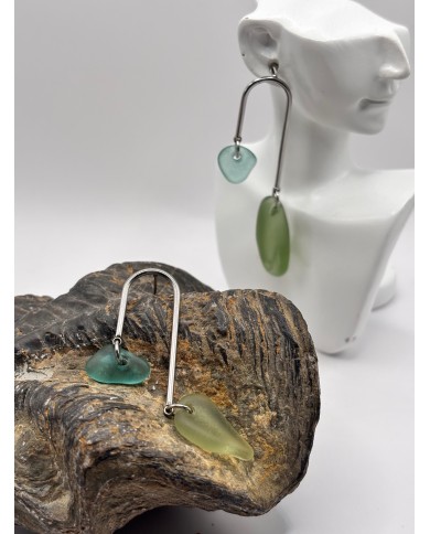 PENDIENTES ARTESANOS DE CRISTAL MARINO