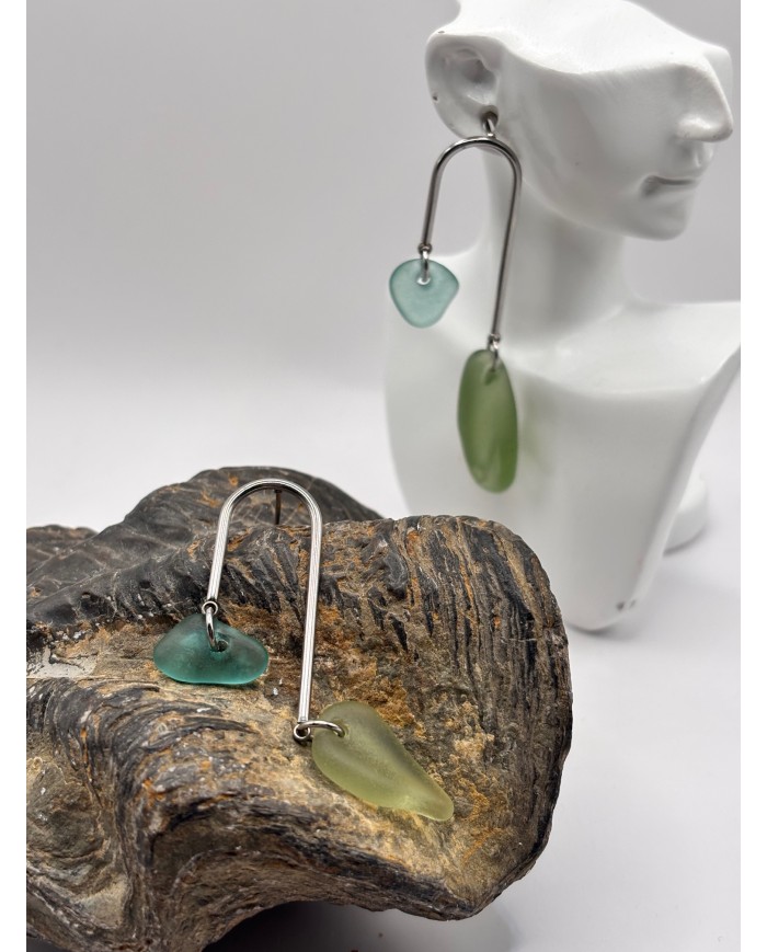 PENDIENTES ARTESANOS DE CRISTAL MARINO