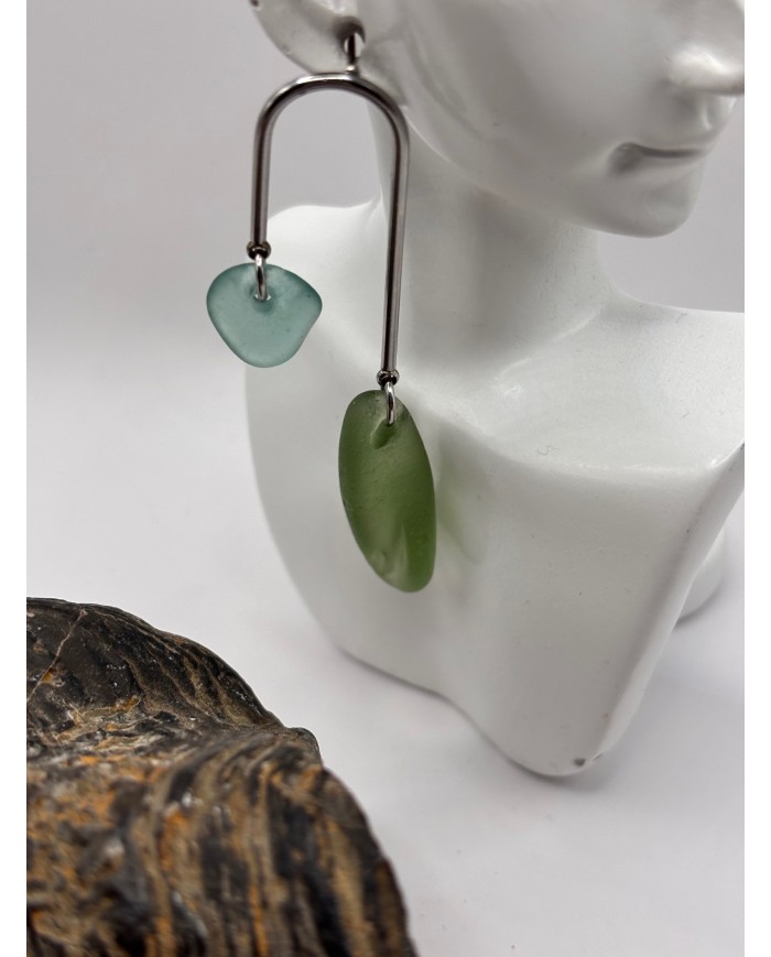 PENDIENTES ARTESANOS DE CRISTAL MARINO