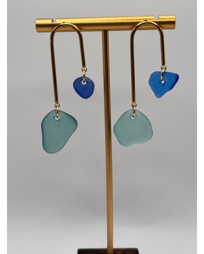 PENDIENTES ARTESANOS DE CRISTAL MARINO