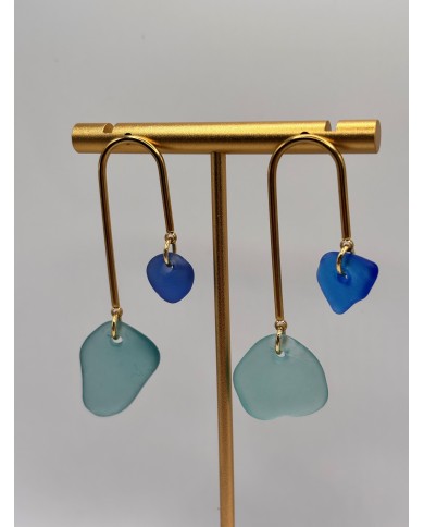 PENDIENTES ARTESANOS DE CRISTAL MARINO