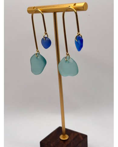 PENDIENTES ARTESANOS DE CRISTAL MARINO