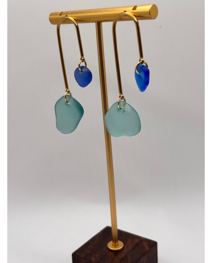 PENDIENTES ARTESANOS DE CRISTAL MARINO