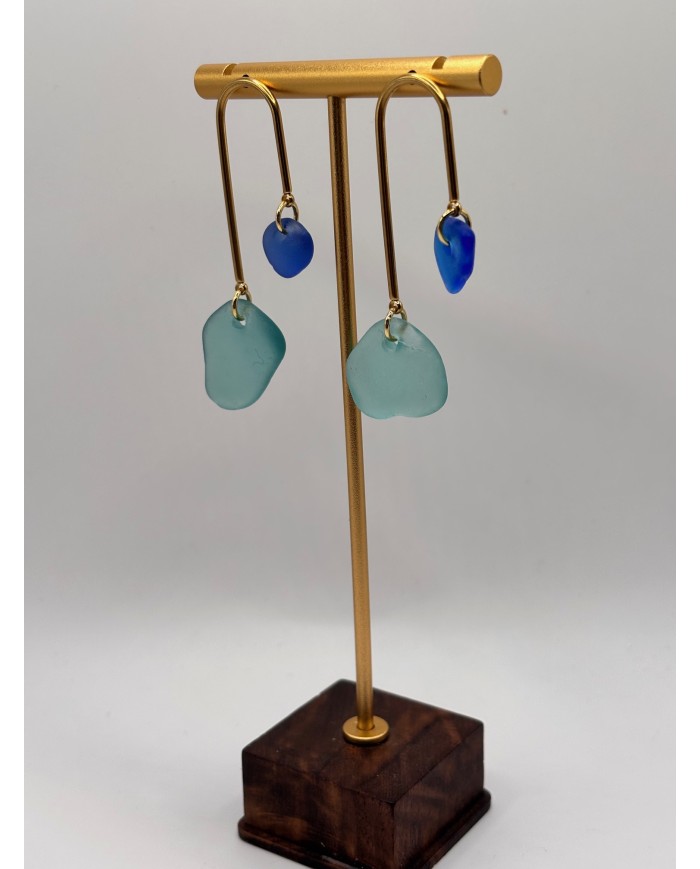 PENDIENTES ARTESANOS DE CRISTAL MARINO