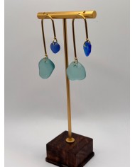 PENDIENTES ARTESANOS DE CRISTAL MARINO