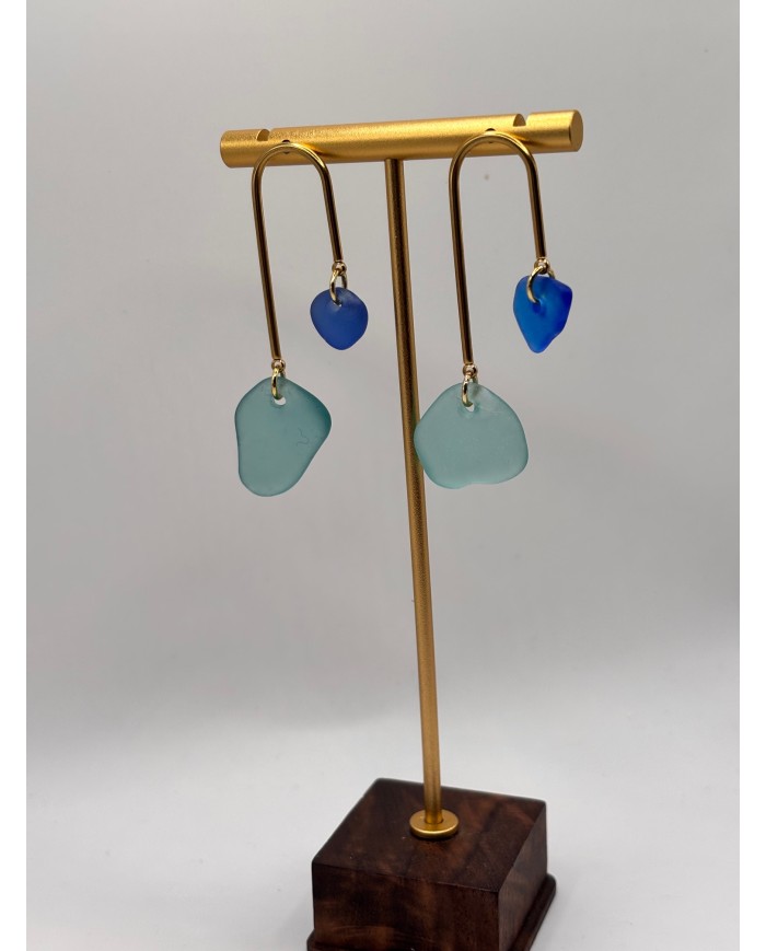 PENDIENTES ARTESANOS DE CRISTAL MARINO