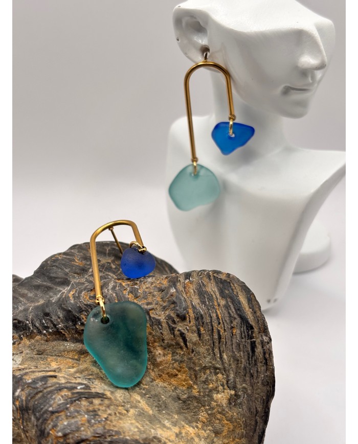 PENDIENTES ARTESANOS DE CRISTAL MARINO