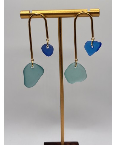 PENDIENTES ARTESANOS DE CRISTAL MARINO