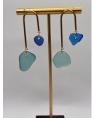 PENDIENTES ARTESANOS DE CRISTAL MARINO