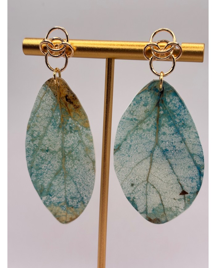 PENDIENTES ARTESANOSDE HOJA NATURAL ESQUELETIZAD