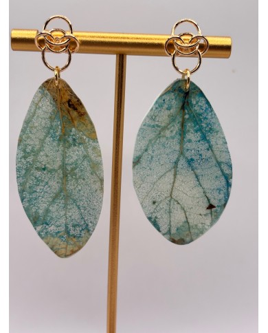 PENDIENTES ARTESANOSDE HOJA NATURAL ESQUELETIZAD