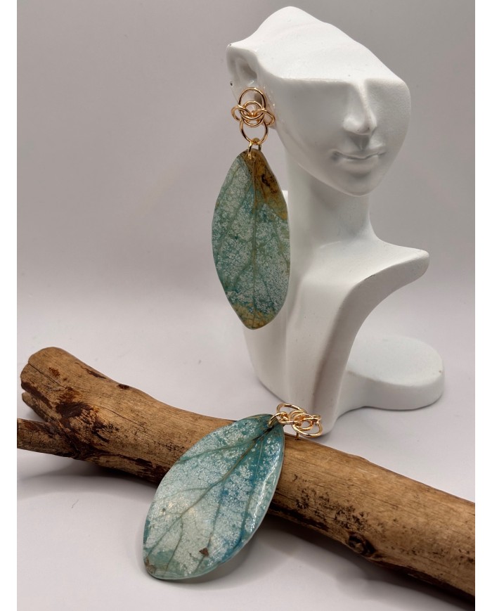 PENDIENTES ARTESANOSDE HOJA NATURAL ESQUELETIZAD