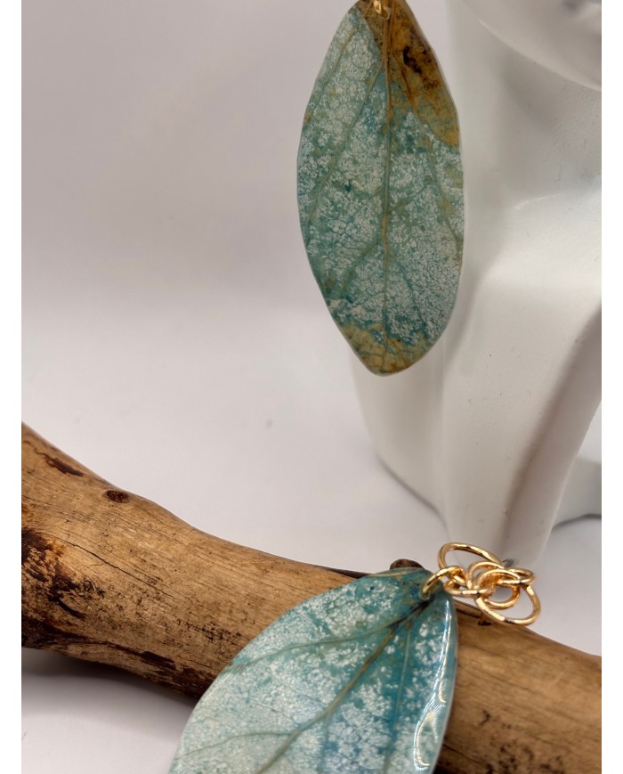 PENDIENTES ARTESANOSDE HOJA NATURAL ESQUELETIZAD